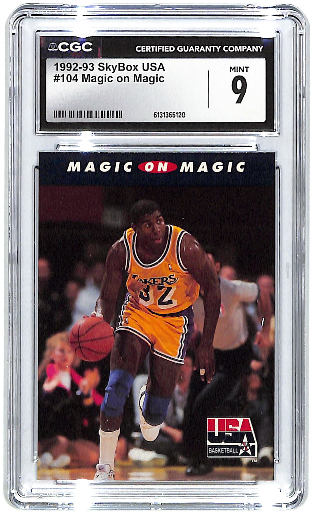 1992-93 Magic Johnson Skybox USA Magic on Magic #104 CGC Mint 9