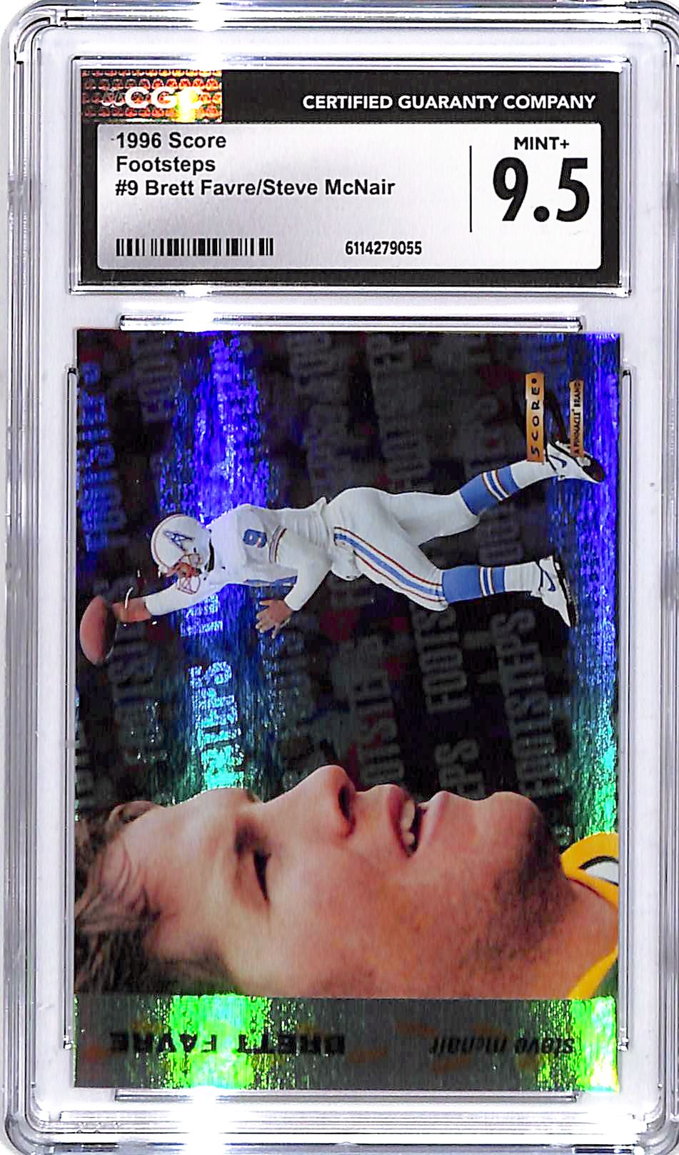 1996 Score Brett Favre Steve McNair Footsteps #9 CGC 9.5