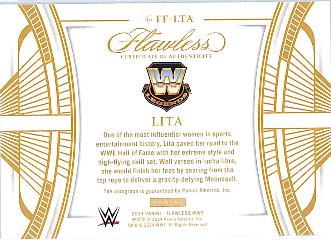 2024 Panini Flawless WWE Lita Auto Autograph Finishing Moves /20