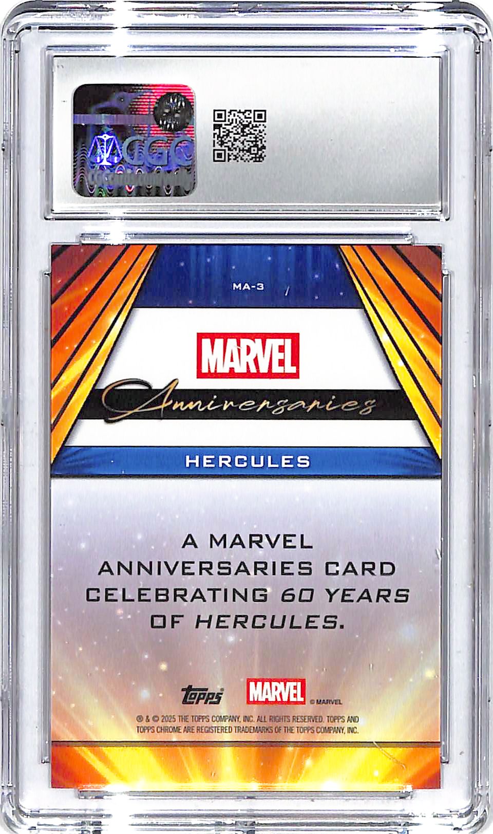 2025 Hercules Topps Marvel Chrome Anniversaries #MA-3 CGC Gem Mint 10