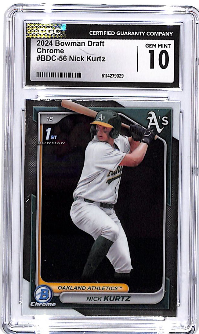 2024 Bowman Chrome Draft Nick Kurtz Rookie RC CGC 10 Athletics