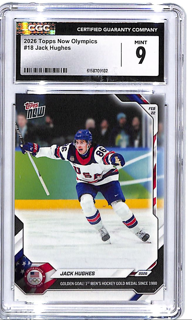 2026 Topps Now Olympics Jack Hughes #18 CGC 9 USA
