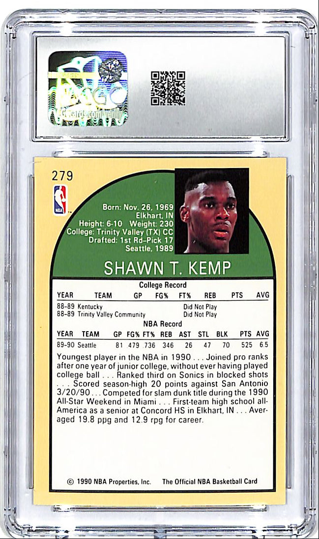1990-91 Hoops Shawn Kemp Rookie RC #279 CGC 9.5 Supersonics