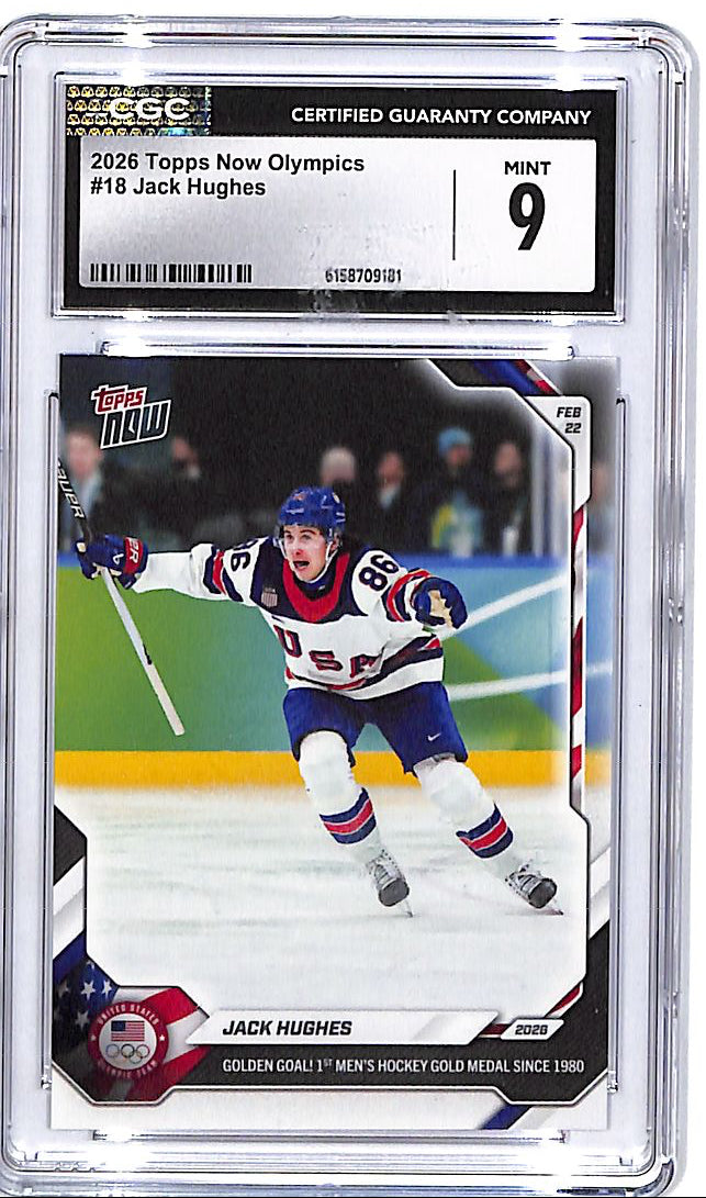 2026 Topps Now Olympics Jack Hughes #18 CGC 9 USA