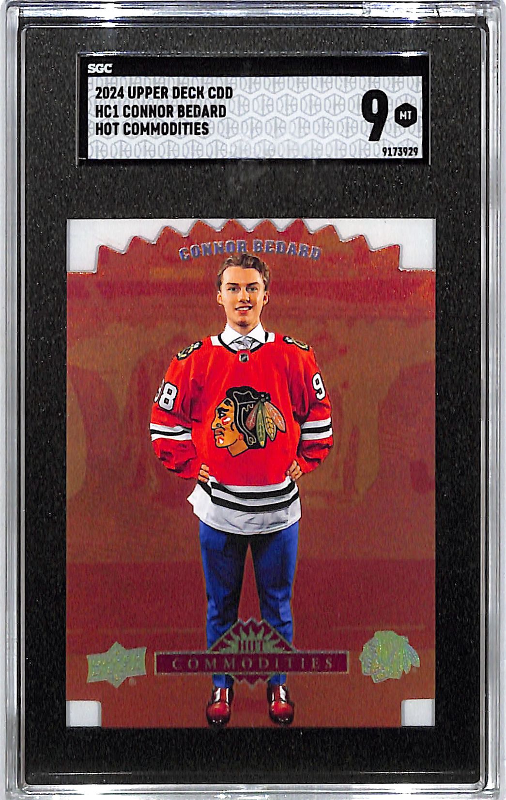 2024 Upper Deck CDD Connor Bedard Hot Commodities Rookie RC SGC 9 Backhawks