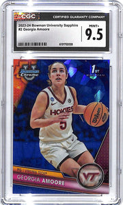 2023-24 Bowman Chrome University Sapphire Georgia Amoore Rookie RC #2 CGC 9.5 Virginia Tech