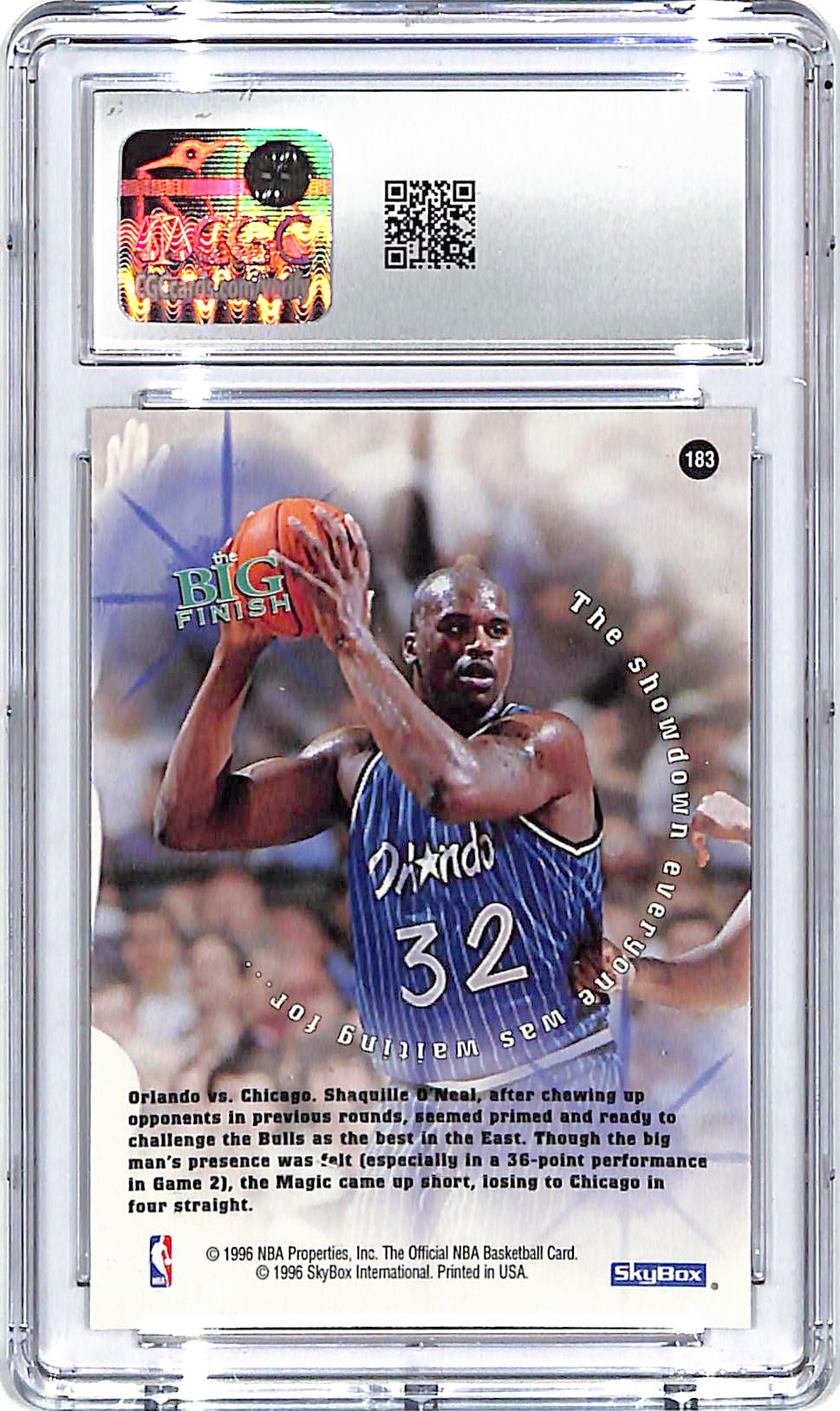 1996-97 Hoops Shaquille O'Neal #183 Big Finish CGC 9.5 Magic
