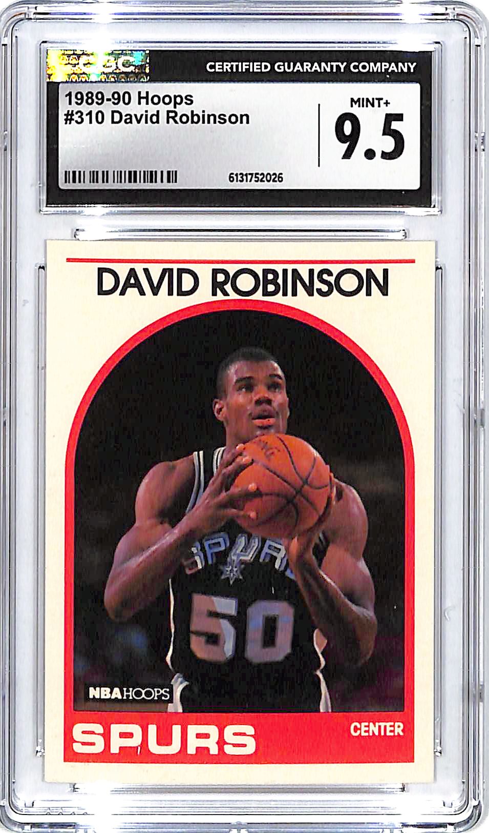 1989-90 Hoops David Robinson Rookie RC #310 CGC 9.5 Spurs