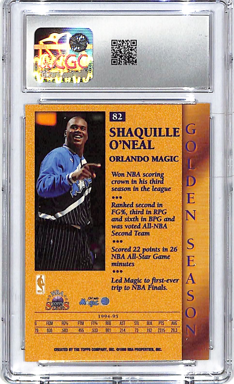 1996-97 Topps Stars Shaquille O'Neal #82 CGC 9.5 Magic
