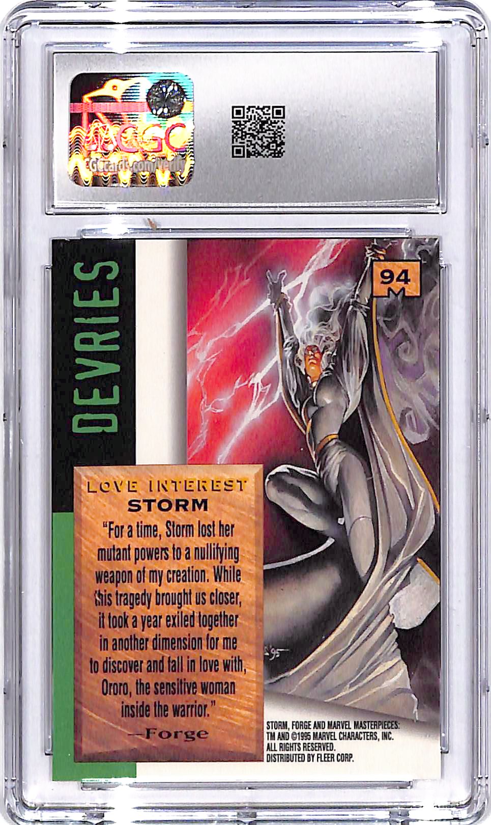 1995 Fleer Marvel Masterpieces Storm Emotion Signatures Series #94 CGC 10
