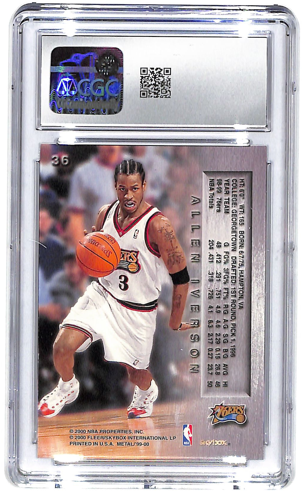 1999-00 Allen Iverson Skybox Metal #36 CGC Mint 9 CGC Mint Plus 9.5