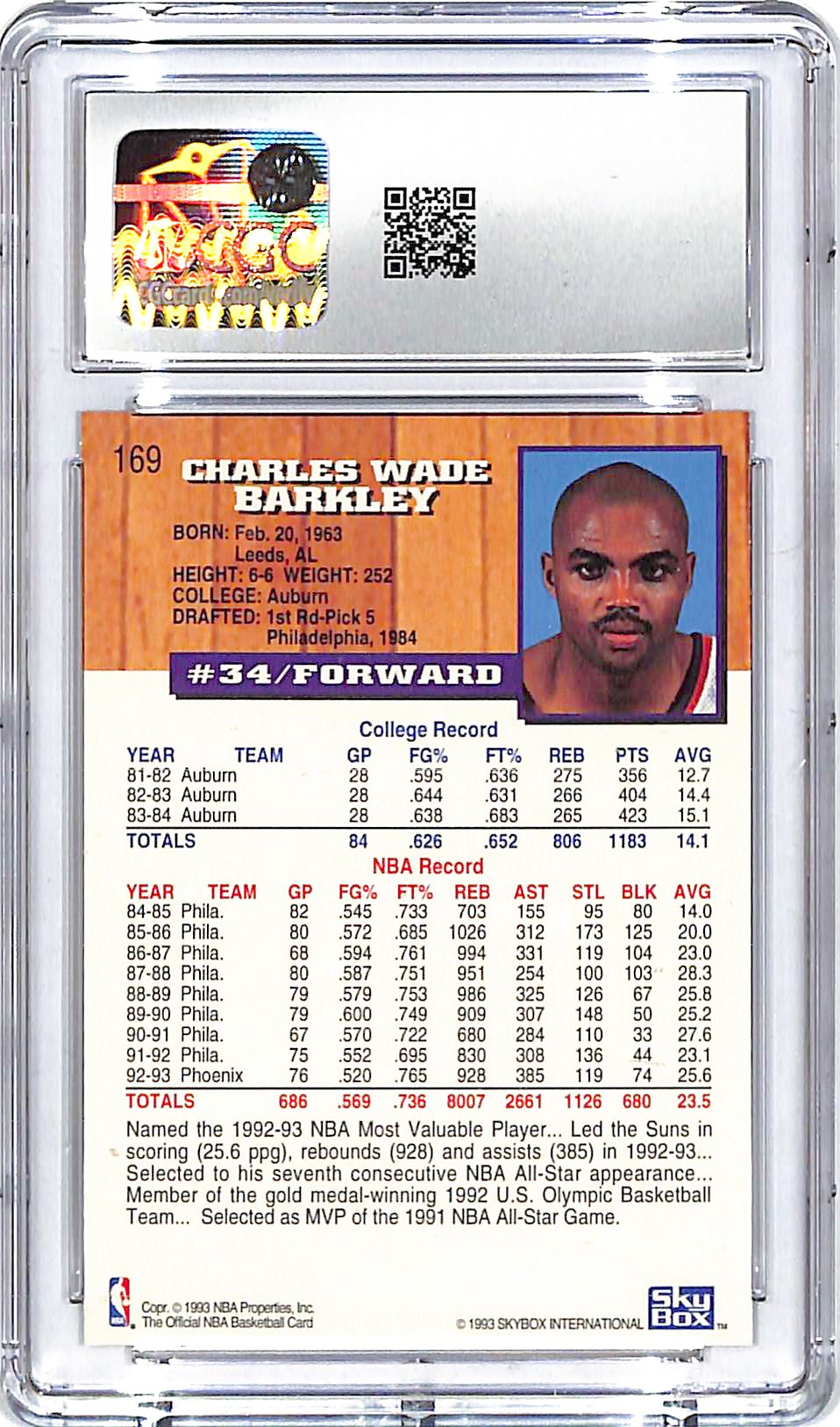 1993-94 Hoops Charles Barkley 5th Anniversary Gold CGC 9.5 Suns