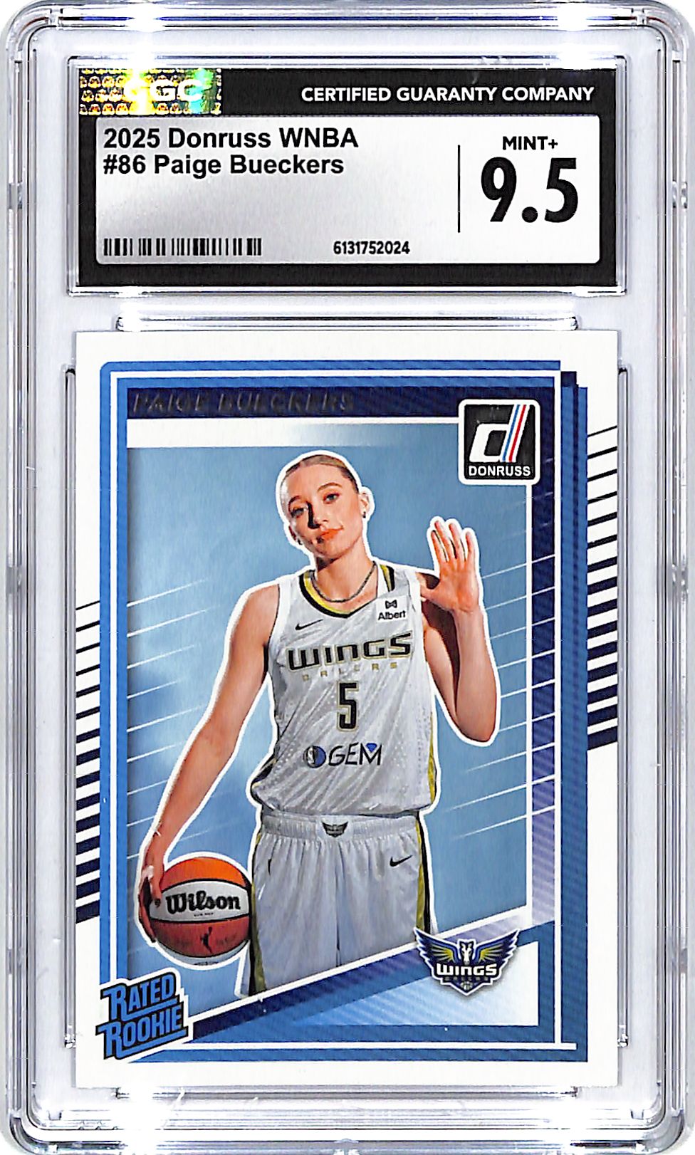 2025 Donruss WNBA Paige Bueckers Rated Rookie RC #86 CGC 9.5 Wings