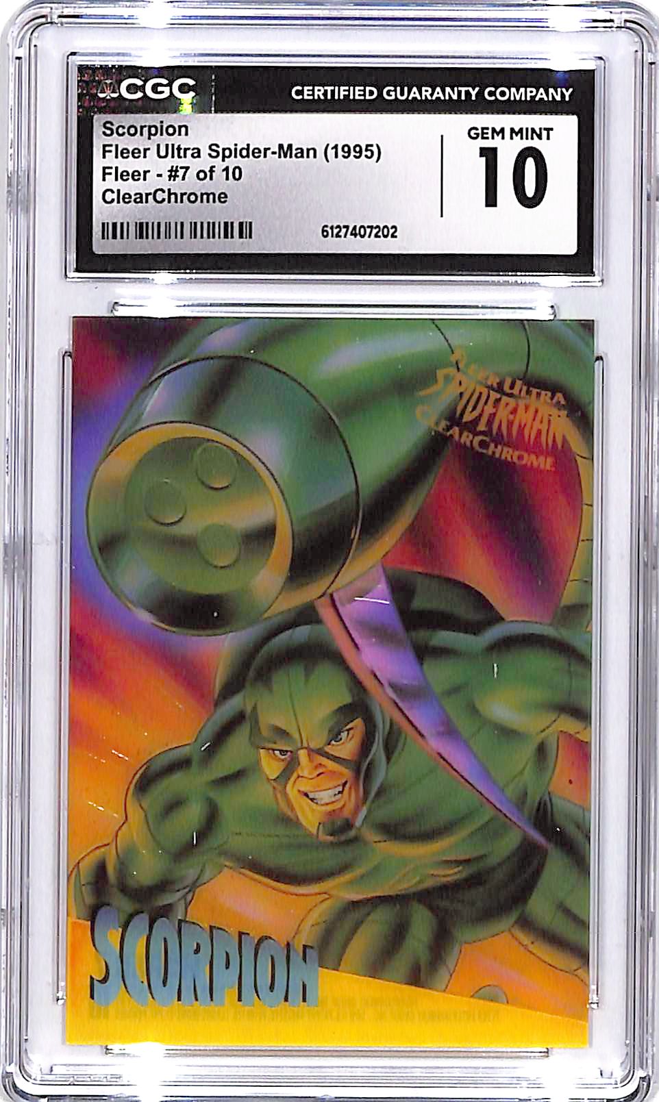 1995 Fleer Ultra Spider Man Scorpion Clear Chrome #7 CGC 10