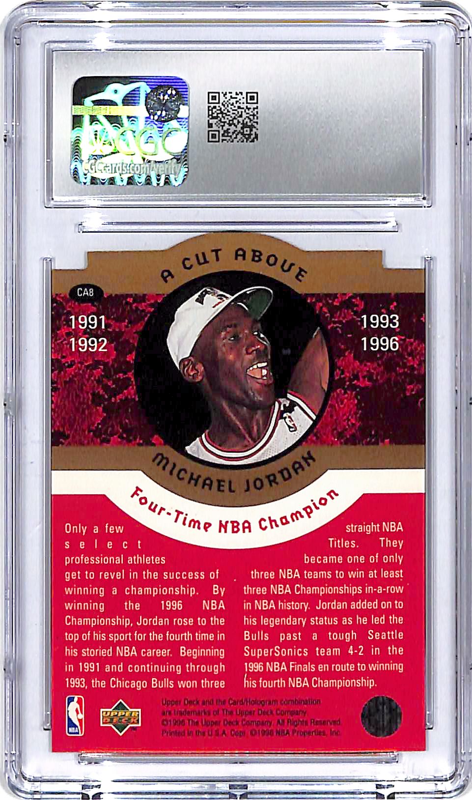 1996-97 Collector's Choice Michael Jordan A Cut Above CA8 CGC 9.5 Bulls