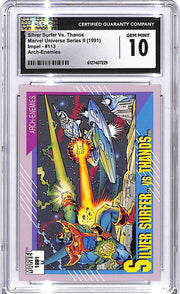 1991 Impel Marvel Universe Series Silver Surfer vs Thanos Arch Enemies #113 CGC 10