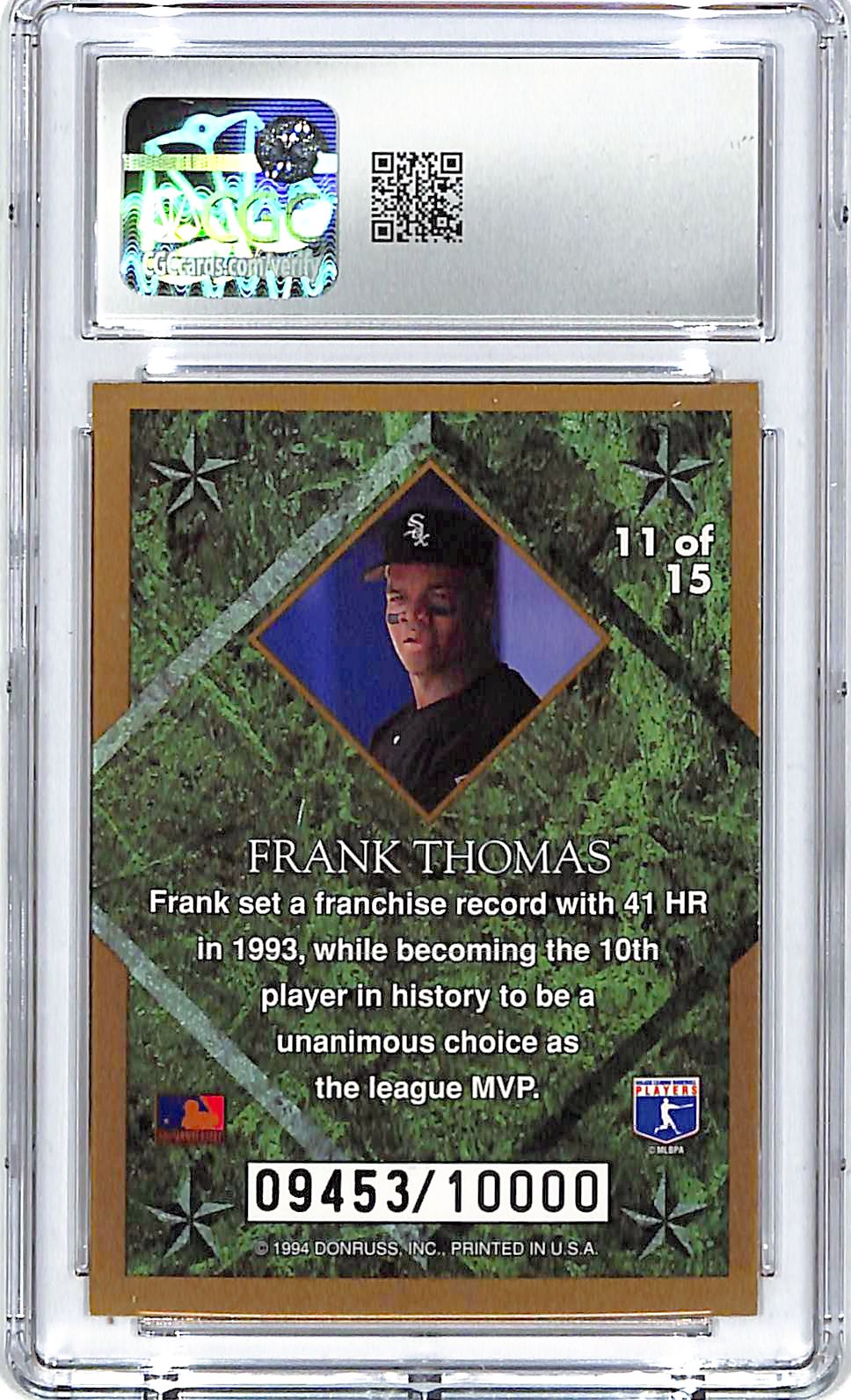 1994 Leaf Frank Thomas Gold Stars #11 CGC 9 /10000