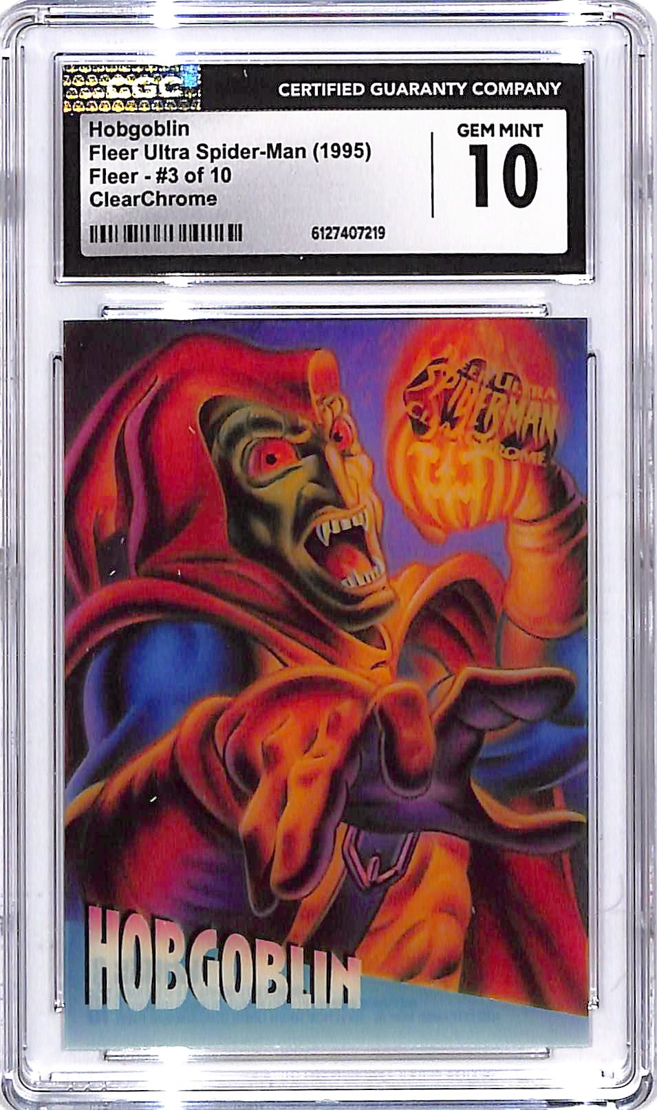 1994 Fleer Ultra Spider Man Hobgoblin Clear Chrome #3 CGC 10