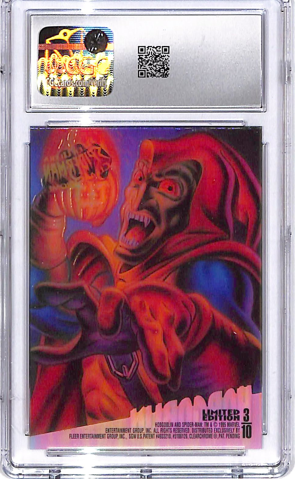 1994 Fleer Ultra Spider Man Hobgoblin Clear Chrome #3 CGC 10