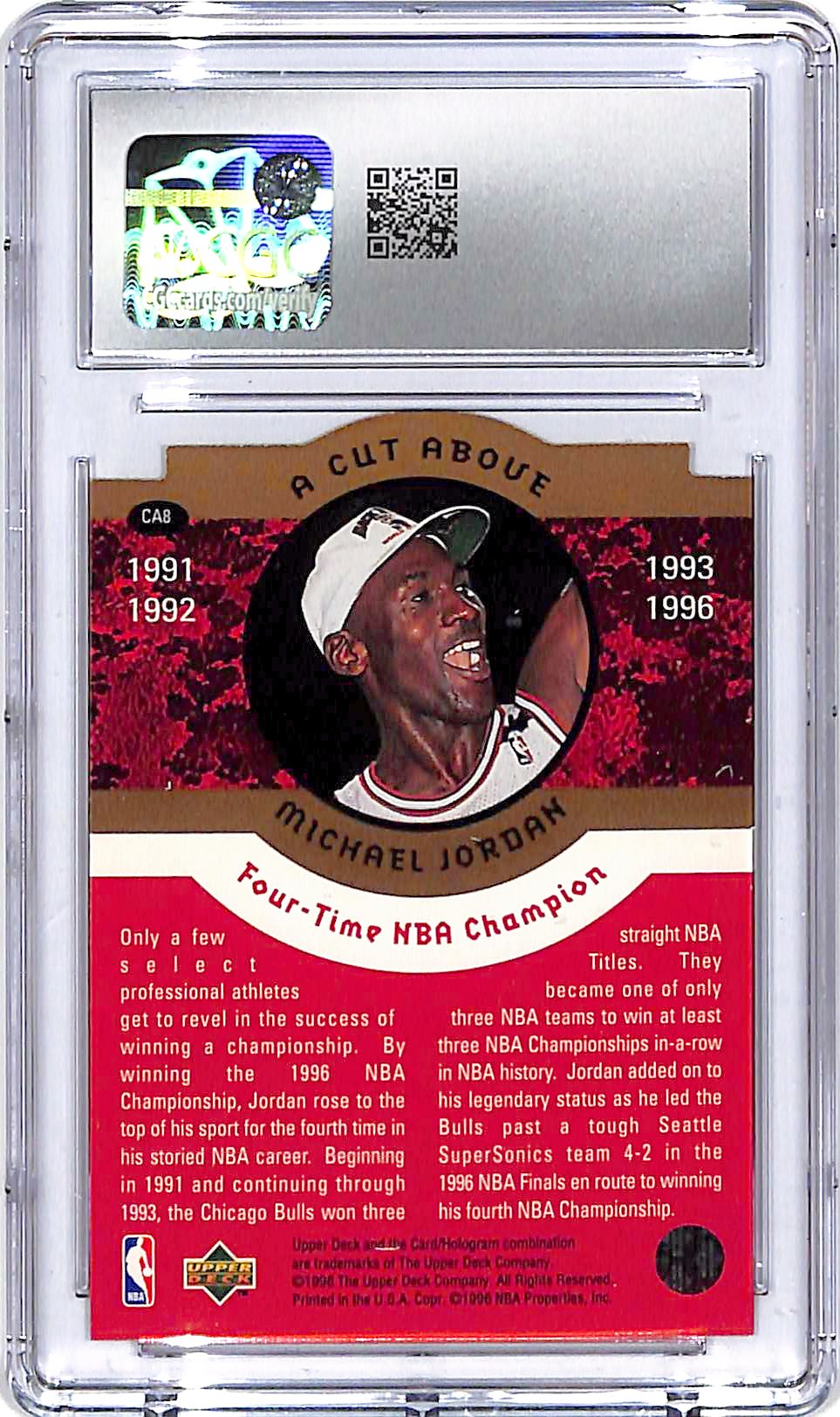 1996-97 Collector's Choice Michael Jordan A Cut Above CA8 CGC 9.5 Bulls