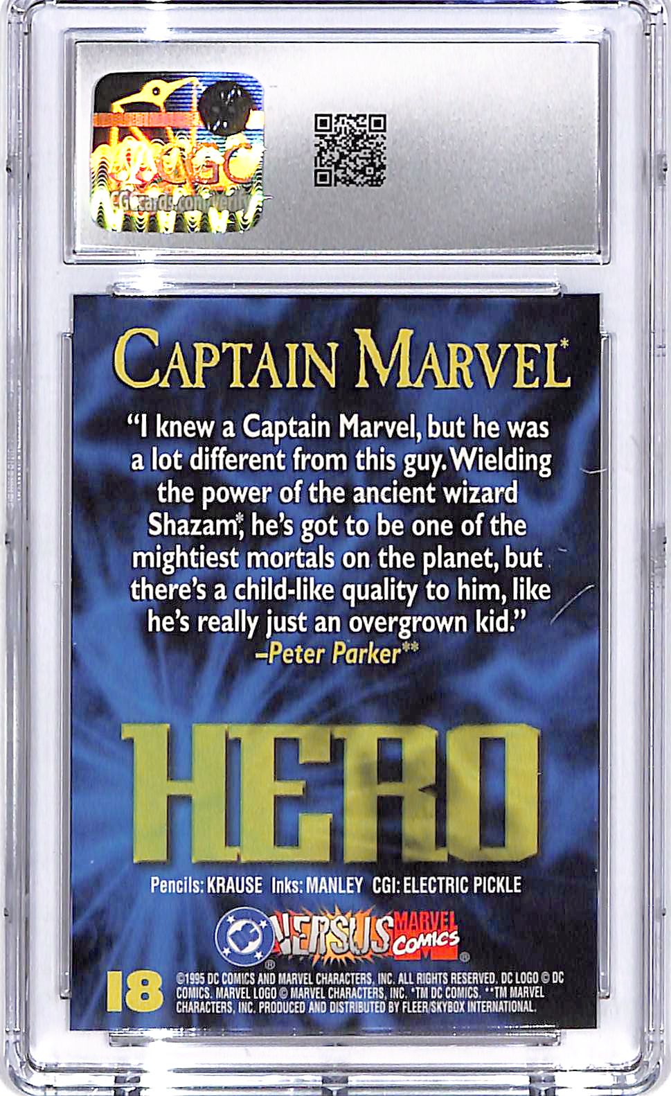 1995 Fleer Skybox DC vs Marvel Comics Captain Marvel #18 CGC 10