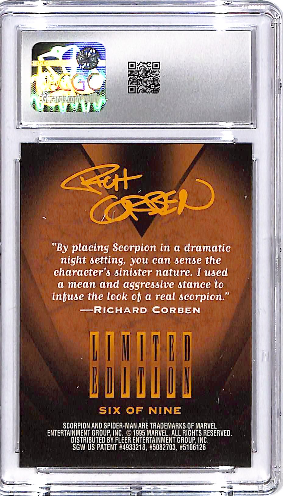 1995 Fleer Ultra Spider Man Scorpion Golden Web #6 CGC 9.5
