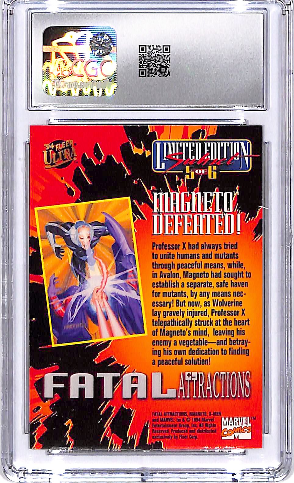 1994 Fleer Ultra X-Men Magneto Defeated Fatal Attractions #5 CGC 9.5