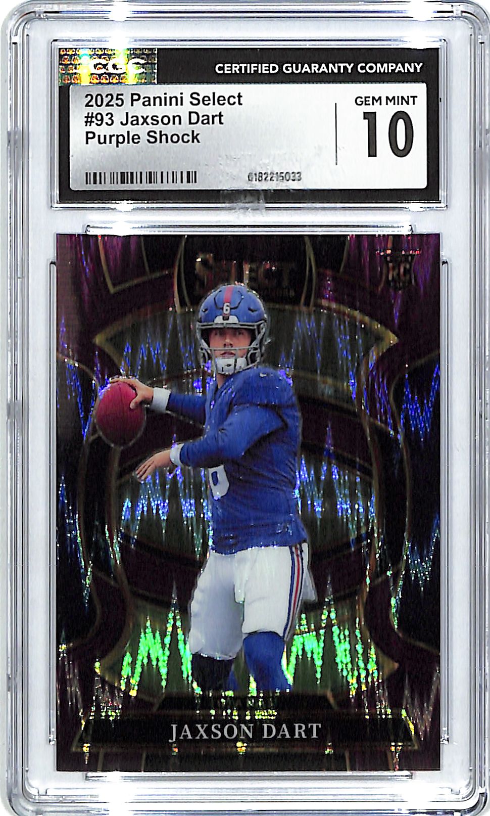 2025 Select Jaxson Dart Rookie RC Purple Shock /699 CGC 10 Giants