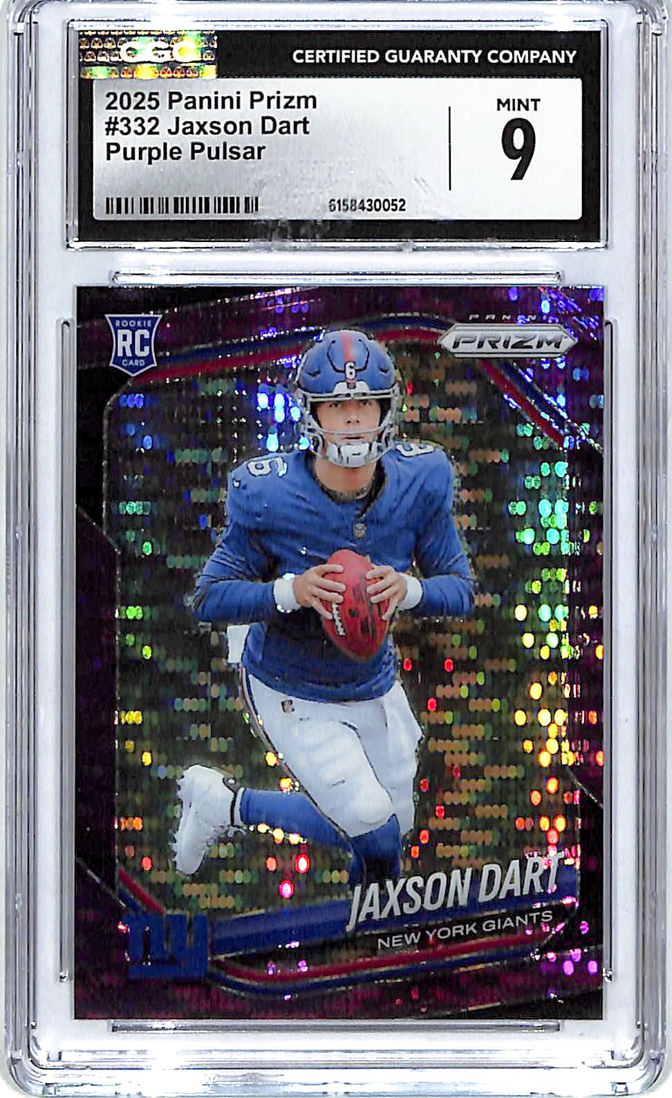 2025 Prizm Jaxson Dart Rookie RC Purple Pulsar #332 CGC 9 Giants