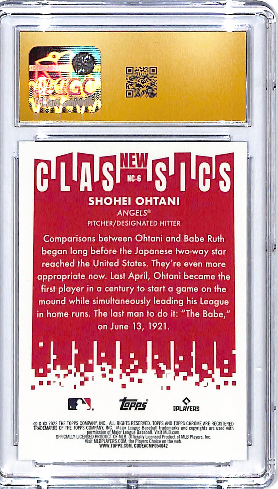 2022 Topps Chrome Shohei Ohtani New Classics CGC 10 Pristine Angels