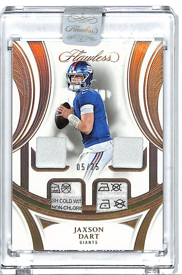 2025 Flawless Jaxson Dart Tag Patch Jersey Relic Rookie RC /25 Giants