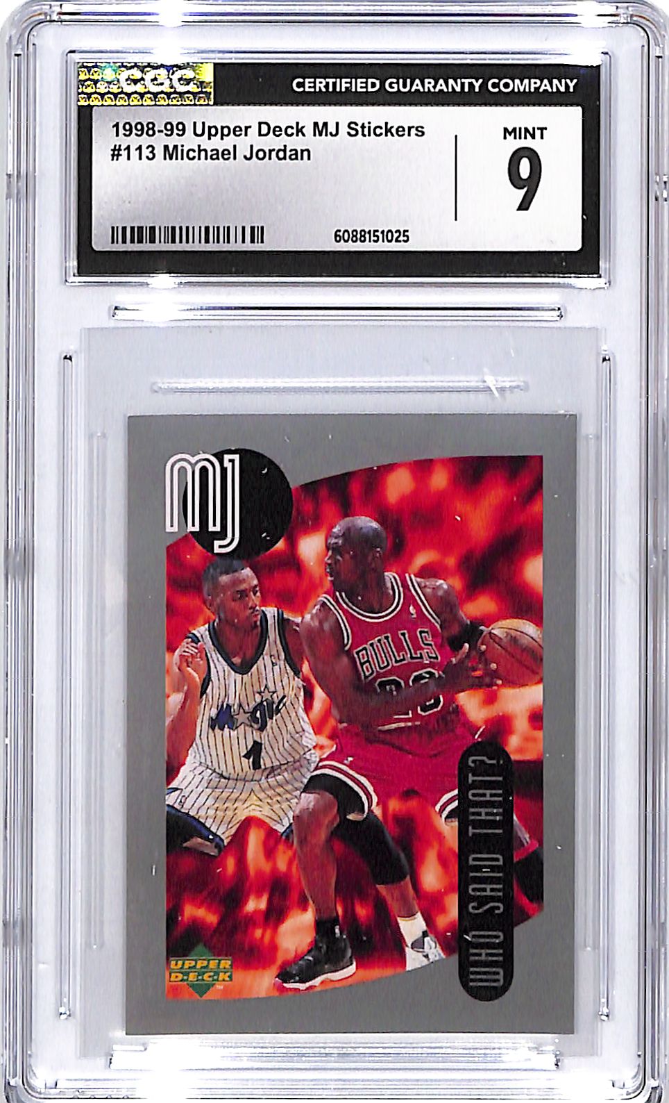 1998-99 Upper Deck MJ Stickers Michael Jordan #113 CGC 9 Bulls