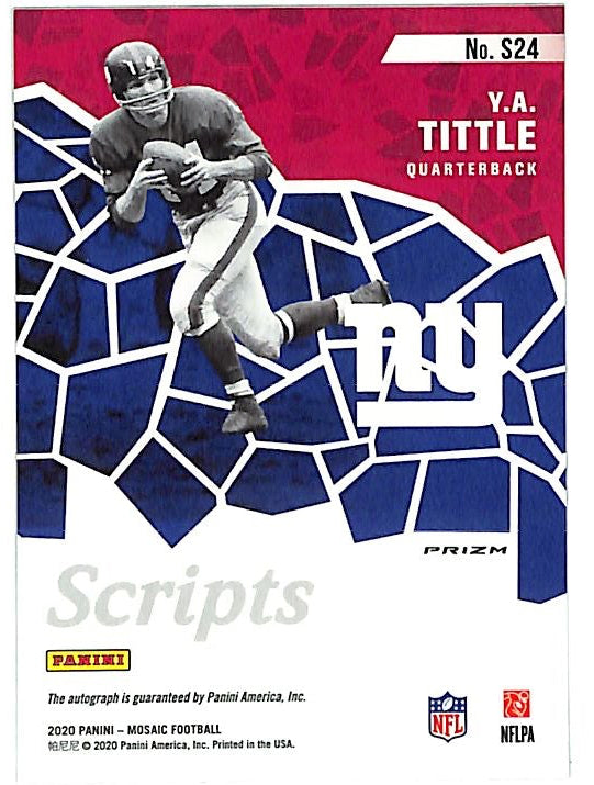 2020 Mosaic YA Tittle Auto Autograph Scripts Giants