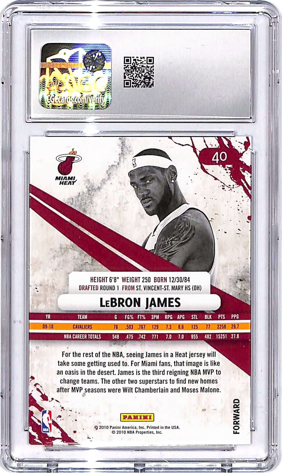 2010-11 Rookies and Stars LeBron James Longevity #40 CGC 10 Heat