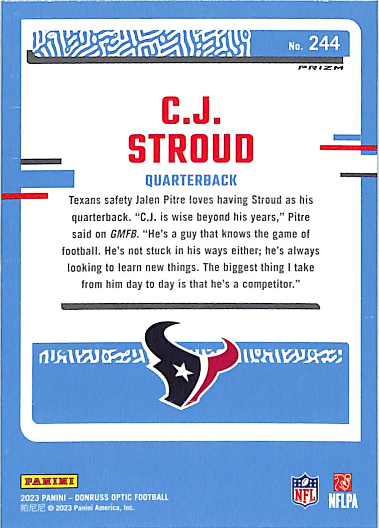 2023 Donruss Optic CJ Stroud Rated Rookie RC Fire Emoji Texans