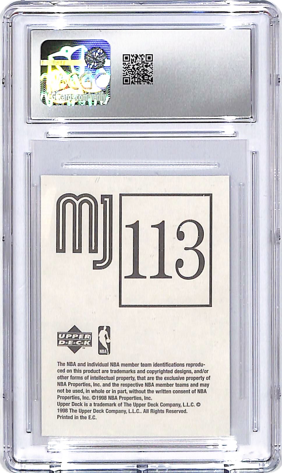 1998-99 Upper Deck MJ Stickers Michael Jordan #113 CGC 9 Bulls