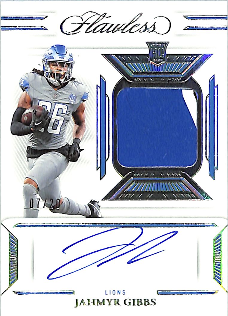 2023 Panini Flawless Jahmyr Gibbs Auto Autograph Rookie RC Patch Jersey RPA /20 Lions