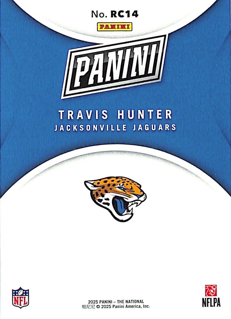 2025 Panini The National Travis Hunter Rookie RC Blue /50 Jaguars