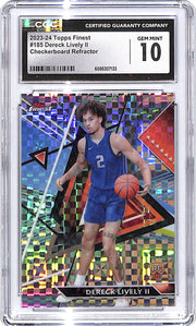 2023-24 Topps Finest Dereck Lively Checkerboard Refractor Rookie RC CGC 10