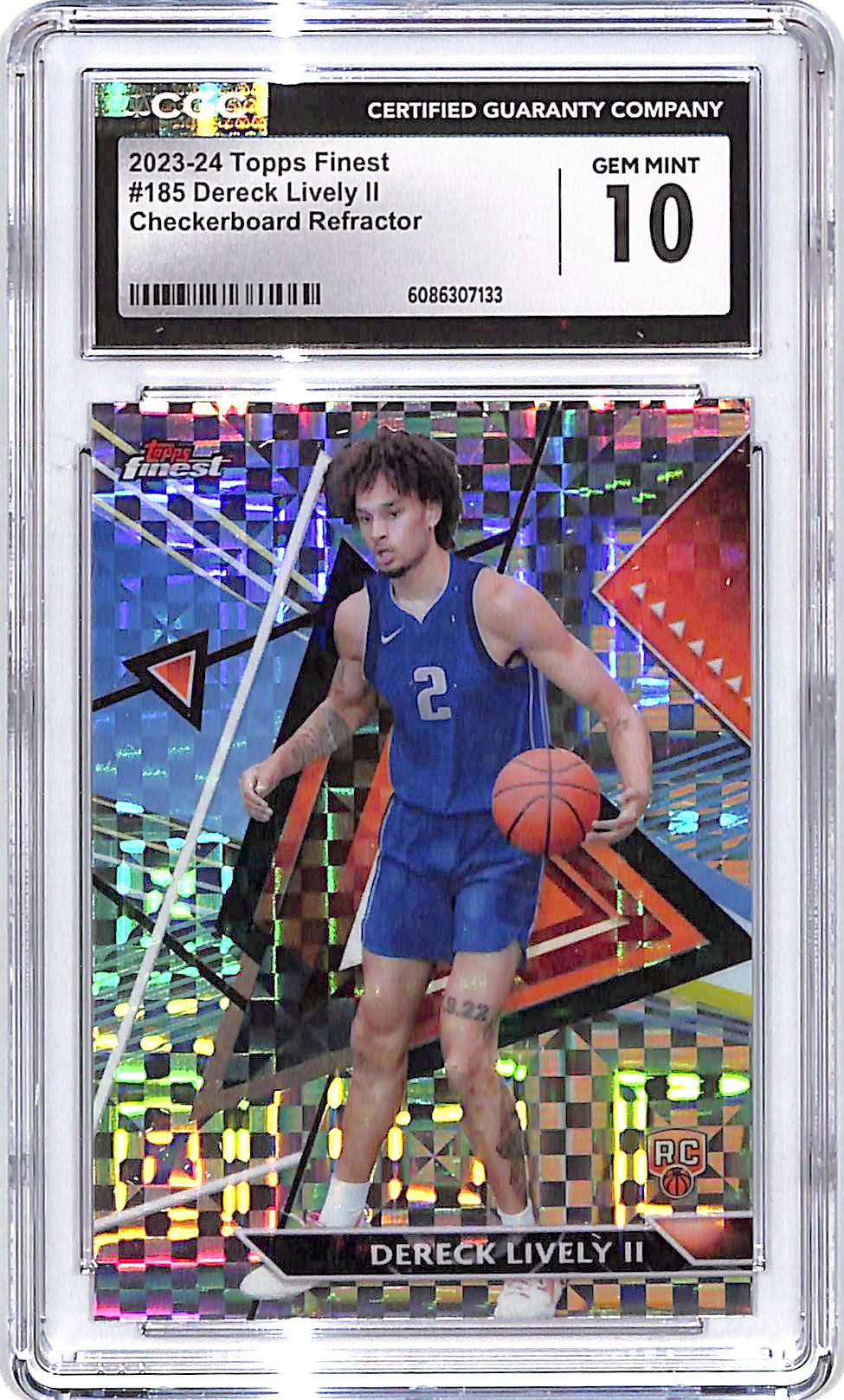 2023-24 Topps Finest Dereck Lively Checkerboard Refractor Rookie RC CGC 10