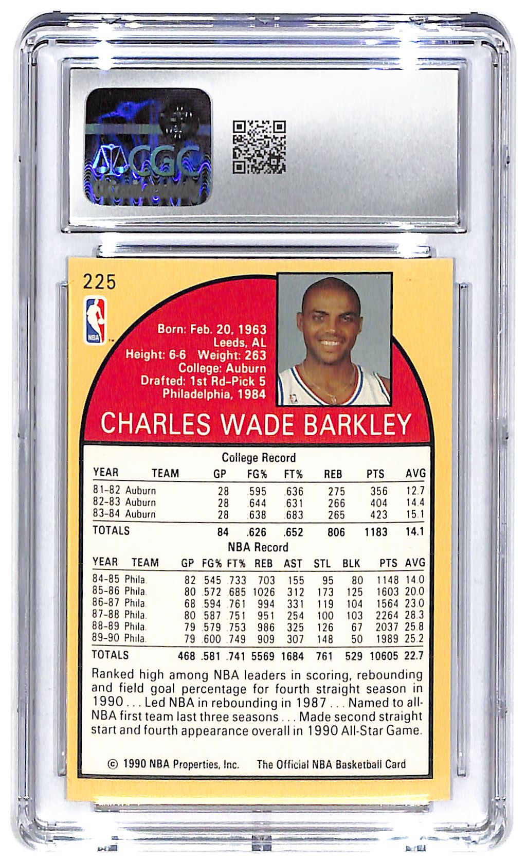 1990-91 Charles Barkley Hoops #225 CGC Mint Plus 9.5