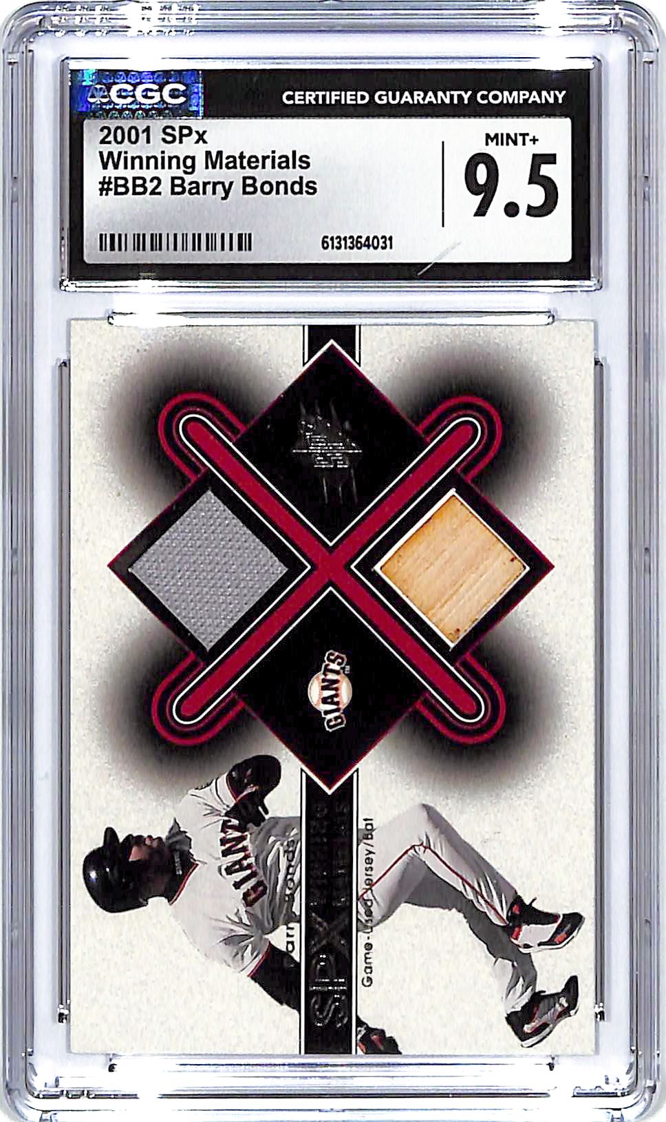 2001 SPx Barry Bonds Winning Materials Jersey Patch #BB2 CGC 9.5 Giants