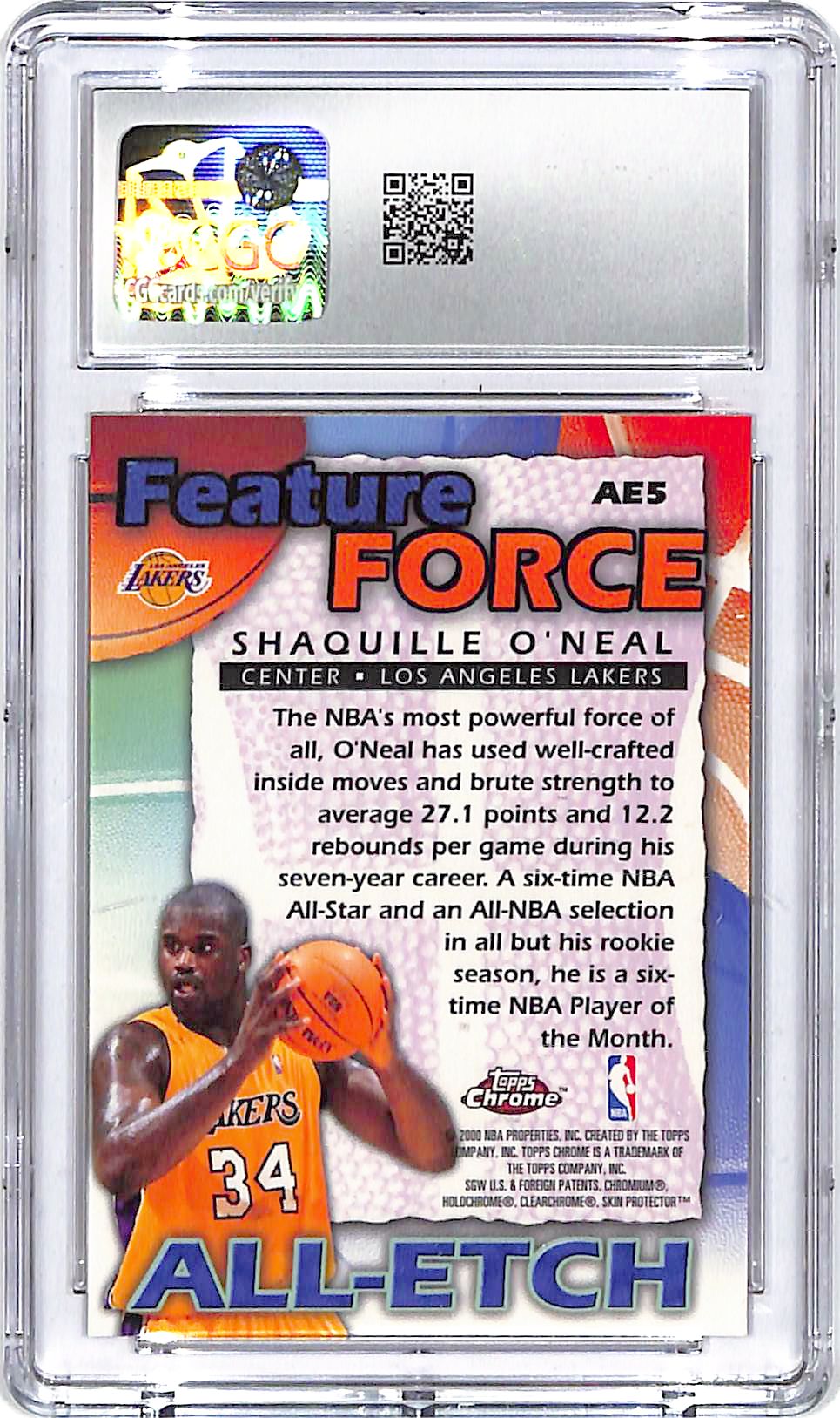 1999-00 Topps Chrome Shaquille O'Neal All Etch CGC 9.5 Lakers