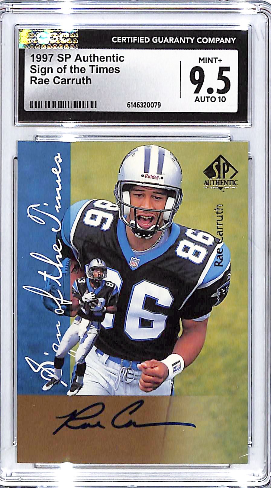 1997 SP Authentic Rae Carruth Sign of the Times Auto Autograph CGC 9.5 Panthers