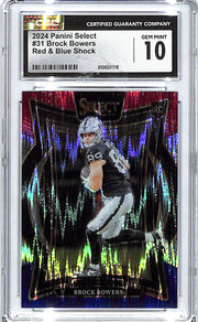 2024 Select Brock Bowers Rookie RC Red Blue Shock #31 CGC 10 Raiders