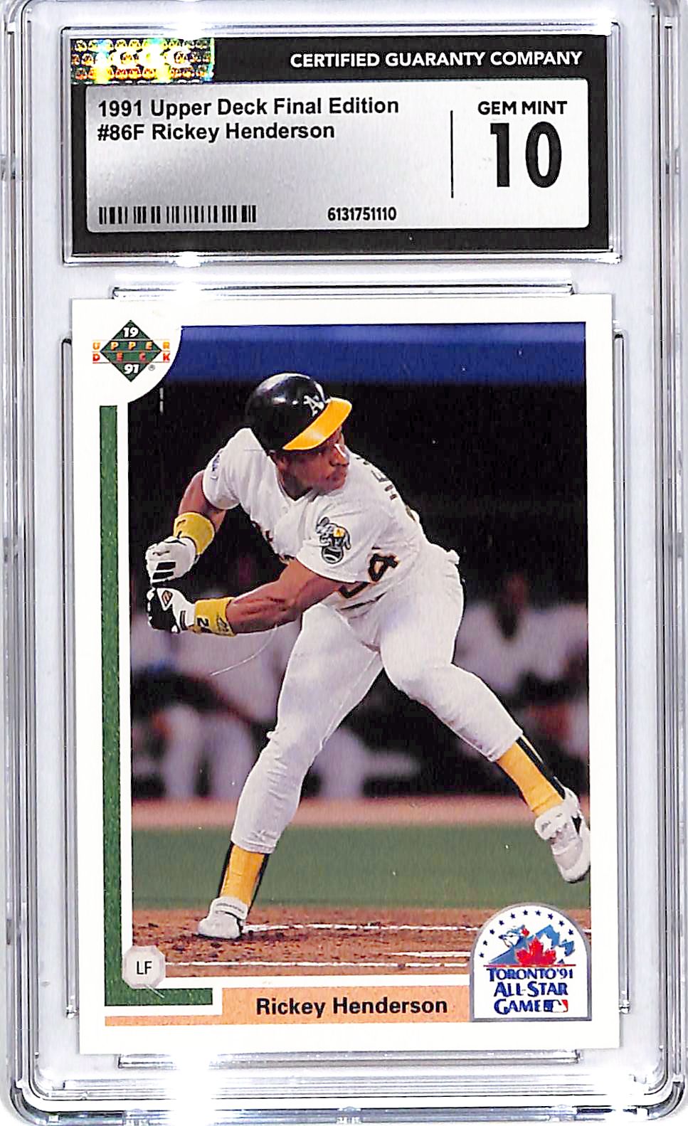 1991 Upper Deck Final Edition Rickey Henderson CGC 10 Athletics