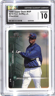 1999 Upper Deck MVP Ken Griffey Jr Checklist #218 CGC 10 Mariners