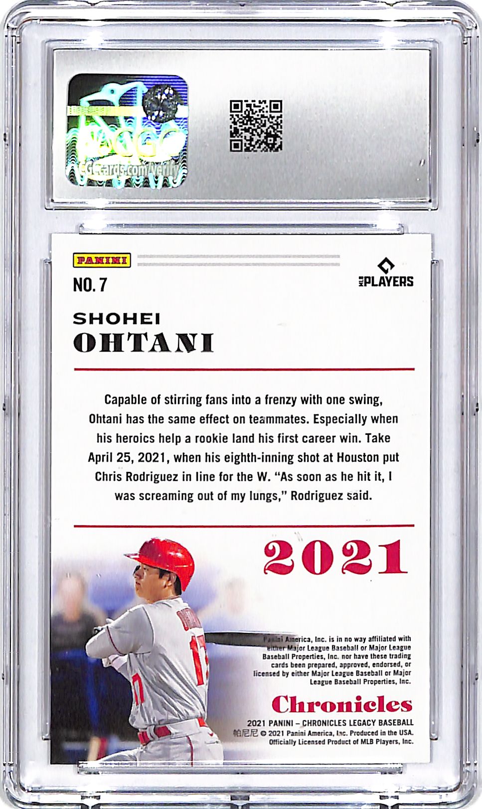 2021 Chronicles Shohei Ohtani #7 CGC 10 Angels