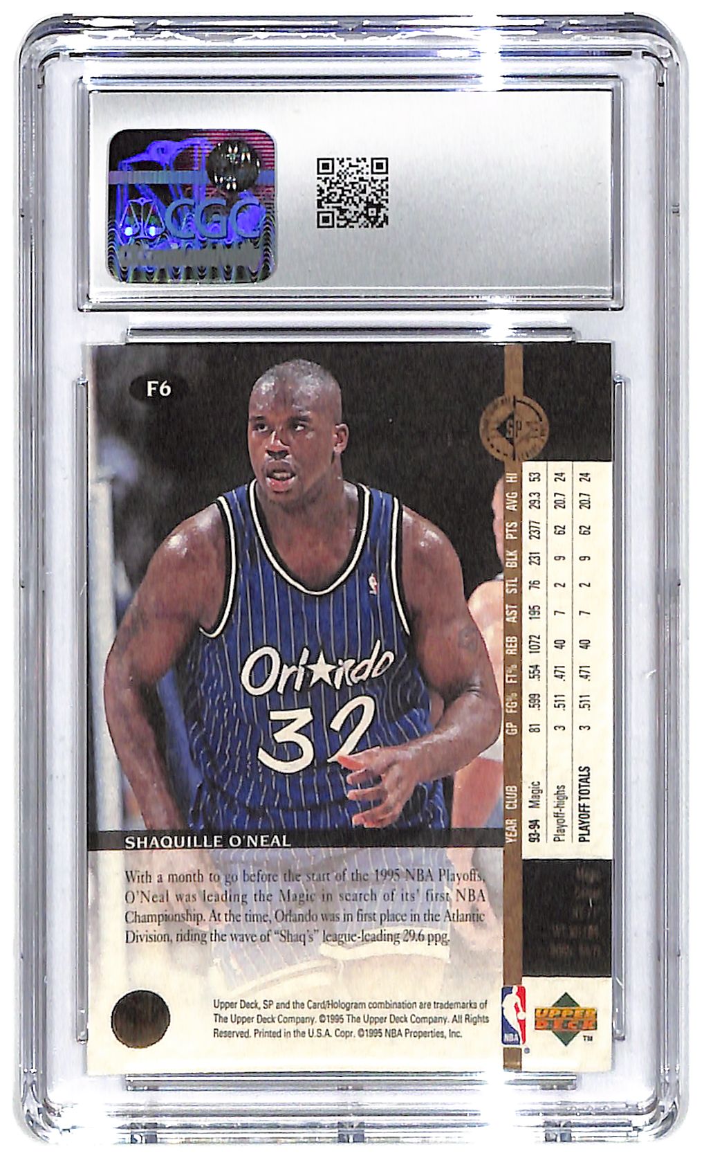 1994-93 Shaquille O'Neal SP Championship #F6 CGC Mint Plus 9.5