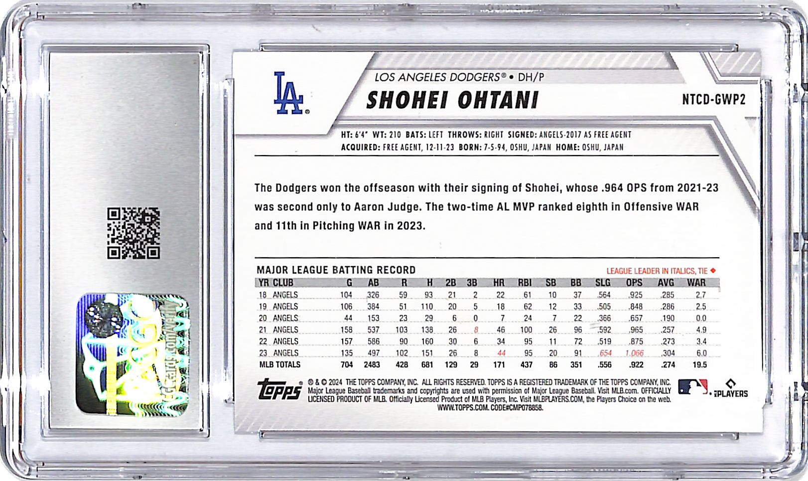 2024 Topps National Trading Card Day Shohei Ohtani CGC 10 Dodgers